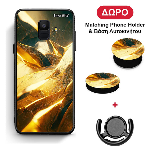 Real Gold - Samsung Galaxy A6 2018 θήκη + Δώρο Phone Holder & Βάση Αυτοκινήτου