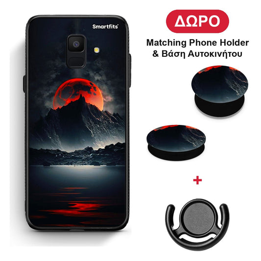 Red Full Moon - Samsung Galaxy A6 2018 θήκη + Δώρο Phone Holder & Βάση Αυτοκινήτου