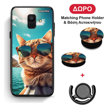 Summer Cat - Samsung Galaxy A6 2018 θήκη + Δώρο Phone Holder & Βάση Αυτοκινήτου