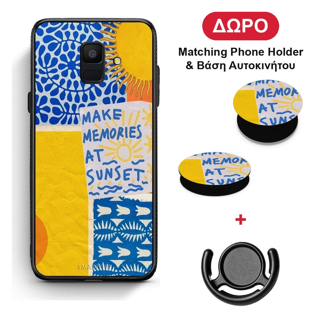 Sunset Memories - Samsung Galaxy A6 2018 θήκη + Δώρο Phone Holder & Βάση Αυτοκινήτου