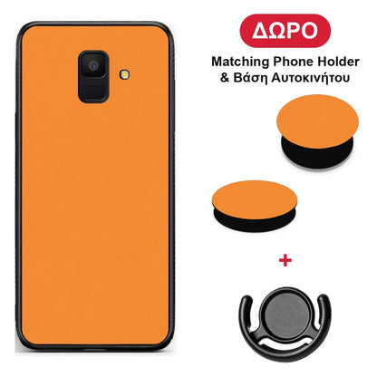 Tangerine Orange - Samsung Galaxy A6 2018 θήκη + Δώρο Phone Holder & Βάση Αυτοκινήτου