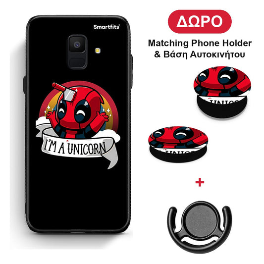 Unicorn Deadpool - Samsung Galaxy A6 2018 θήκη + Δώρο Phone Holder & Βάση Αυτοκινήτου