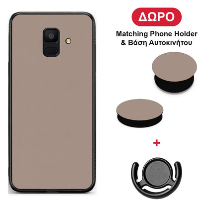 Warm Taupe - Samsung Galaxy A6 2018 θήκη + Δώρο Phone Holder & Βάση Αυτοκινήτου