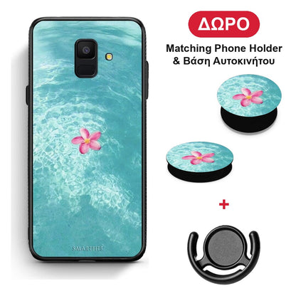 Water Flower - Samsung Galaxy A6 2018 θήκη + Δώρο Phone Holder & Βάση Αυτοκινήτου