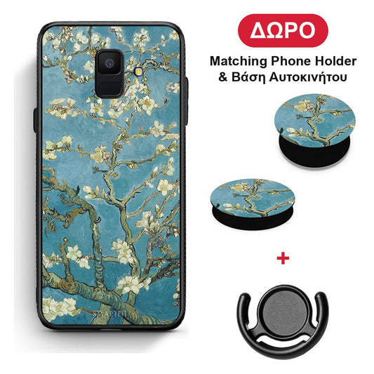 White Blossoms - Samsung Galaxy A6 2018 θήκη + Δώρο Phone Holder & Βάση Αυτοκινήτου