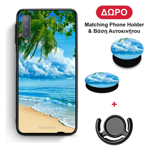 Beautiful Beach - Samsung Galaxy A7 2018 θήκη + Δώρο Phone Holder & Βάση Αυτοκινήτου