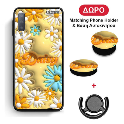 Bubble Daisies - Samsung Galaxy A7 2018 θήκη + Δώρο Phone Holder & Βάση Αυτοκινήτου