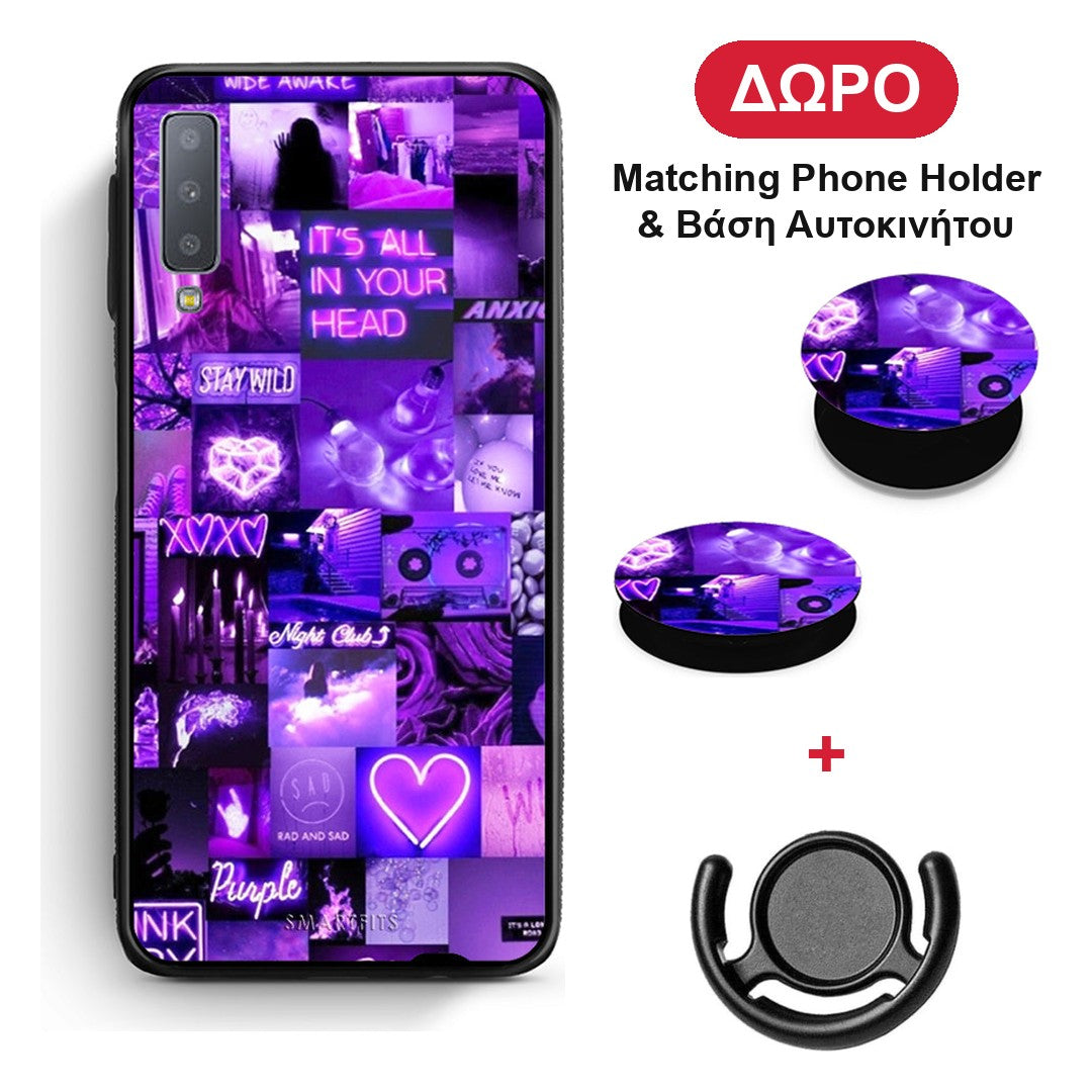 Collage Stay Wild - Samsung Galaxy A7 2018 θήκη + Δώρο Phone Holder & Βάση Αυτοκινήτου