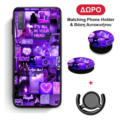 Collage Stay Wild - Samsung Galaxy A7 2018 θήκη + Δώρο Phone Holder & Βάση Αυτοκινήτου