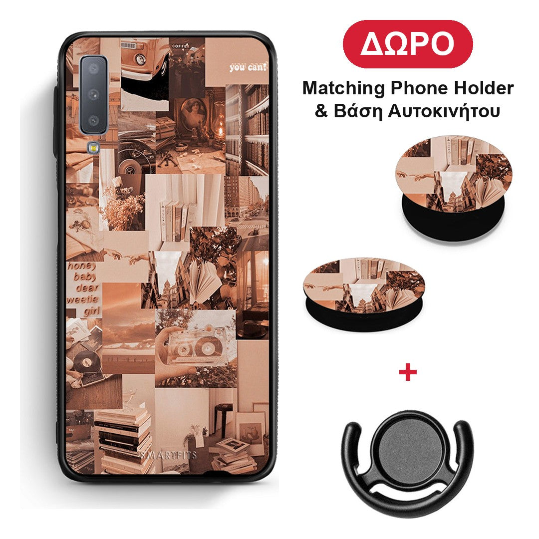 Collage You Can - Samsung Galaxy A7 2018 θήκη + Δώρο Phone Holder & Βάση Αυτοκινήτου