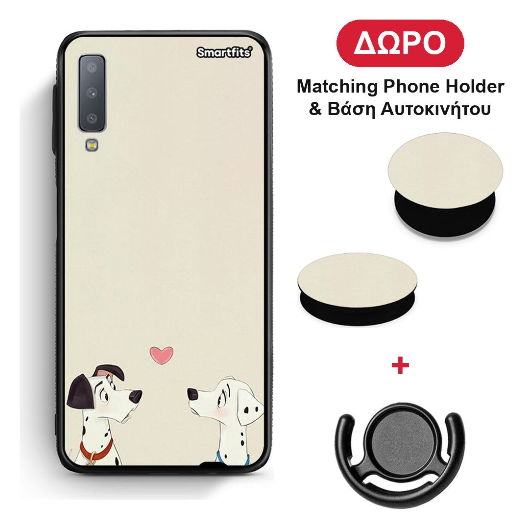 Dalmatians Love - Samsung Galaxy A7 2018 θήκη + Δώρο Phone Holder & Βάση Αυτοκινήτου
