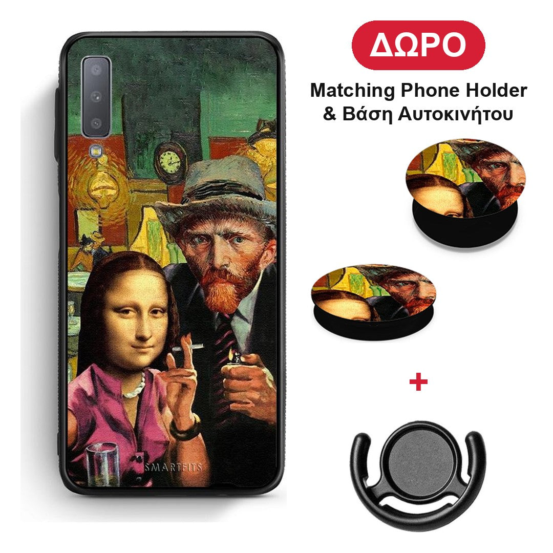 Funny Art - Samsung Galaxy A7 2018 θήκη + Δώρο Phone Holder & Βάση Αυτοκινήτου