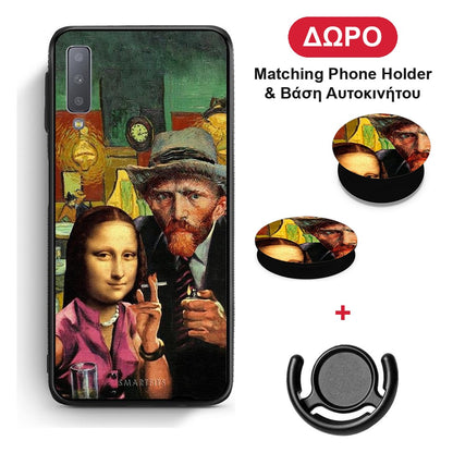 Funny Art - Samsung Galaxy A7 2018 θήκη + Δώρο Phone Holder & Βάση Αυτοκινήτου