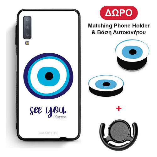 Karma Says - Samsung Galaxy A7 2018 θήκη + Δώρο Phone Holder & Βάση Αυτοκινήτου