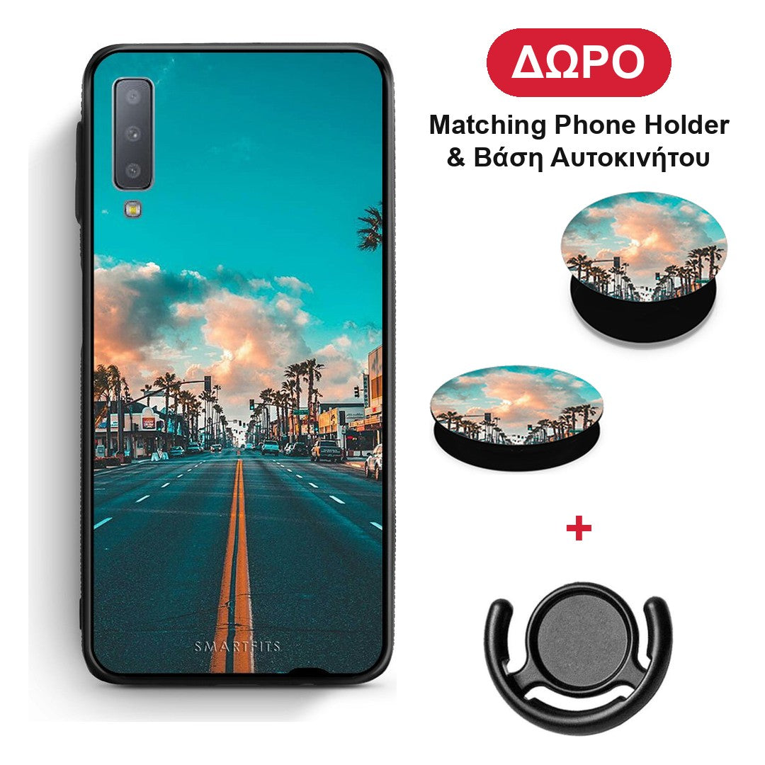 Landscape City - Samsung Galaxy A7 2018 θήκη + Δώρο Phone Holder & Βάση Αυτοκινήτου
