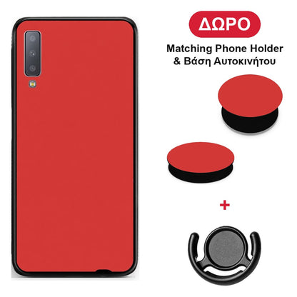Poppy Red - Samsung Galaxy A7 2018 θήκη + Δώρο Phone Holder & Βάση Αυτοκινήτου