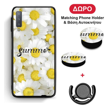 Summer Daisies - Samsung Galaxy A7 2018 θήκη + Δώρο Phone Holder & Βάση Αυτοκινήτου