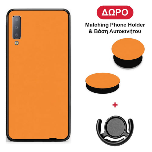 Tangerine Orange - Samsung Galaxy A7 2018 θήκη + Δώρο Phone Holder & Βάση Αυτοκινήτου