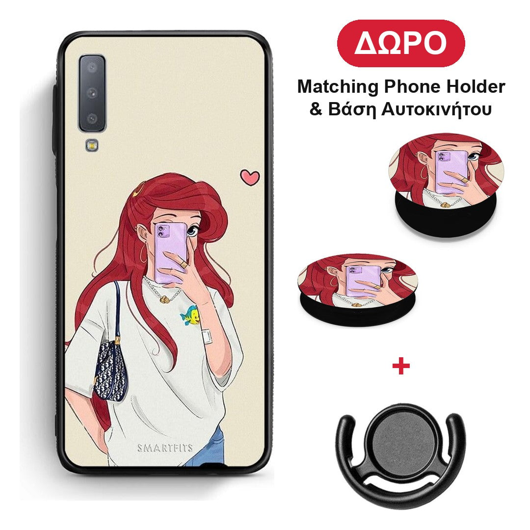 Walking Mermaid - Samsung Galaxy A7 2018 θήκη + Δώρο Phone Holder & Βάση Αυτοκινήτου
