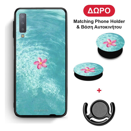 Water Flower - Samsung Galaxy A7 2018 θήκη + Δώρο Phone Holder & Βάση Αυτοκινήτου