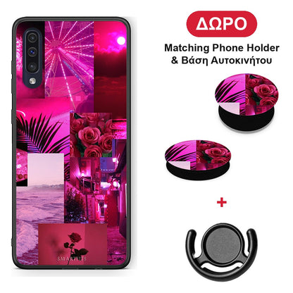 Collage Red Roses - Samsung Galaxy A70 θήκη + Δώρο Phone Holder & Βάση Αυτοκινήτου