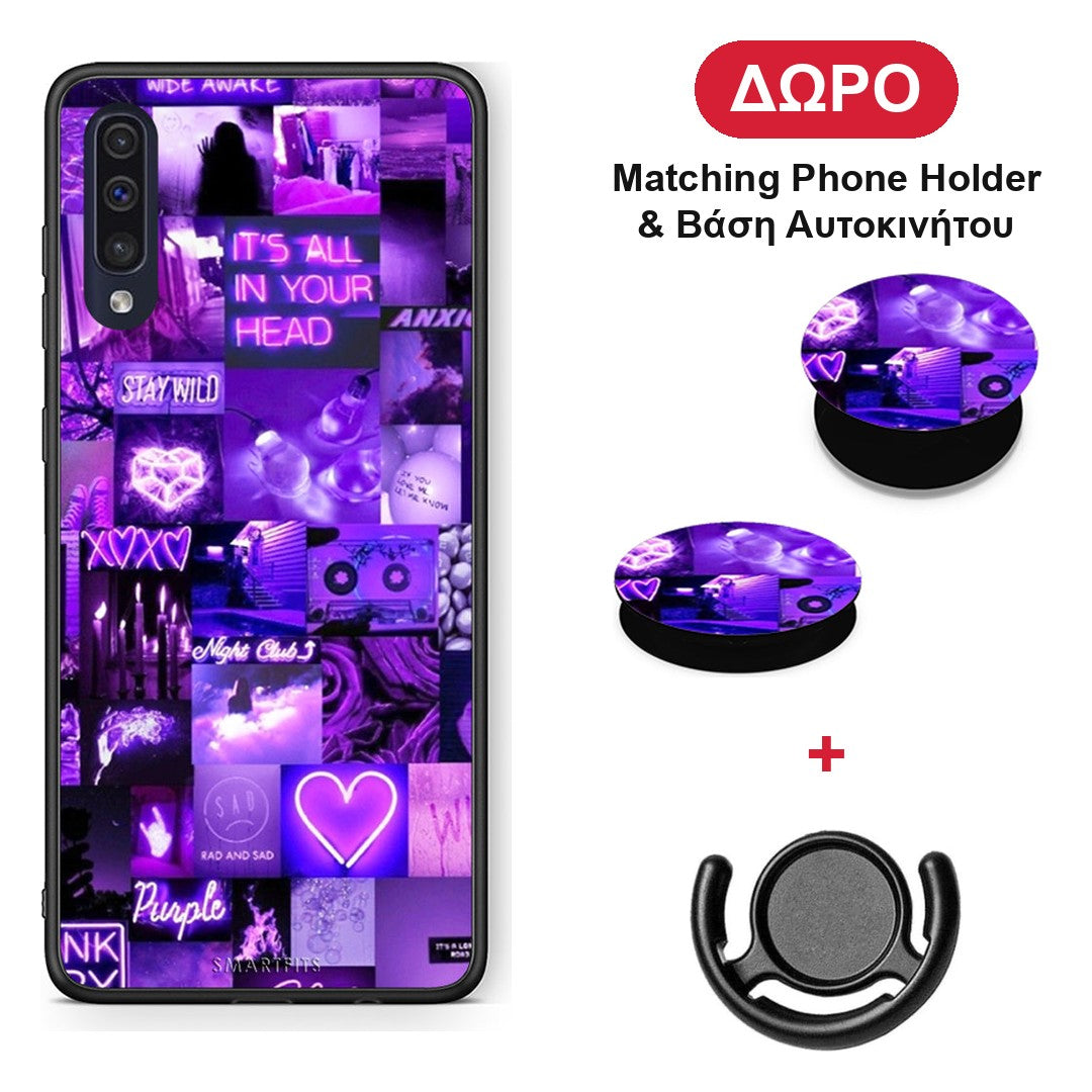 Collage Stay Wild - Samsung Galaxy A70 θήκη + Δώρο Phone Holder & Βάση Αυτοκινήτου