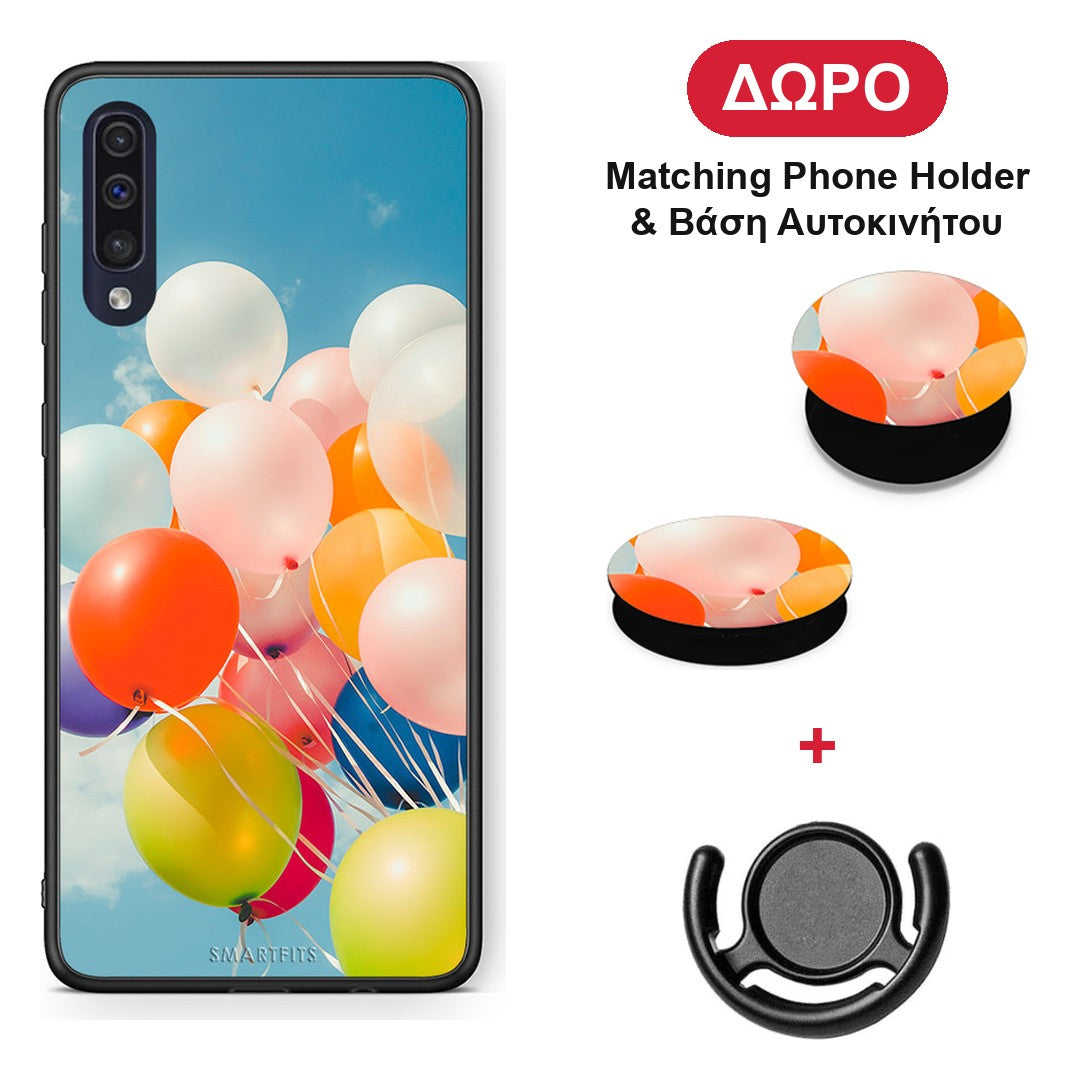 Colorful Balloons - Samsung Galaxy A70 θήκη + Δώρο Phone Holder & Βάση Αυτοκινήτου