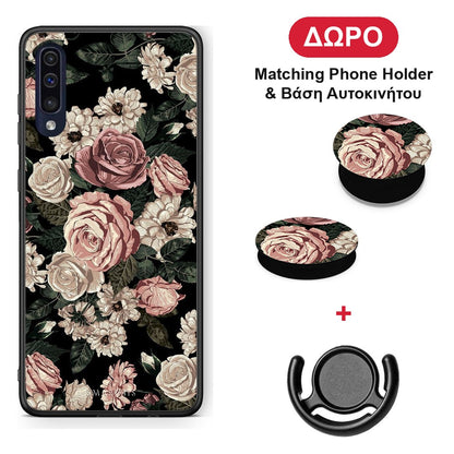Flower Wild Roses - Samsung Galaxy A70 θήκη + Δώρο Phone Holder & Βάση Αυτοκινήτου