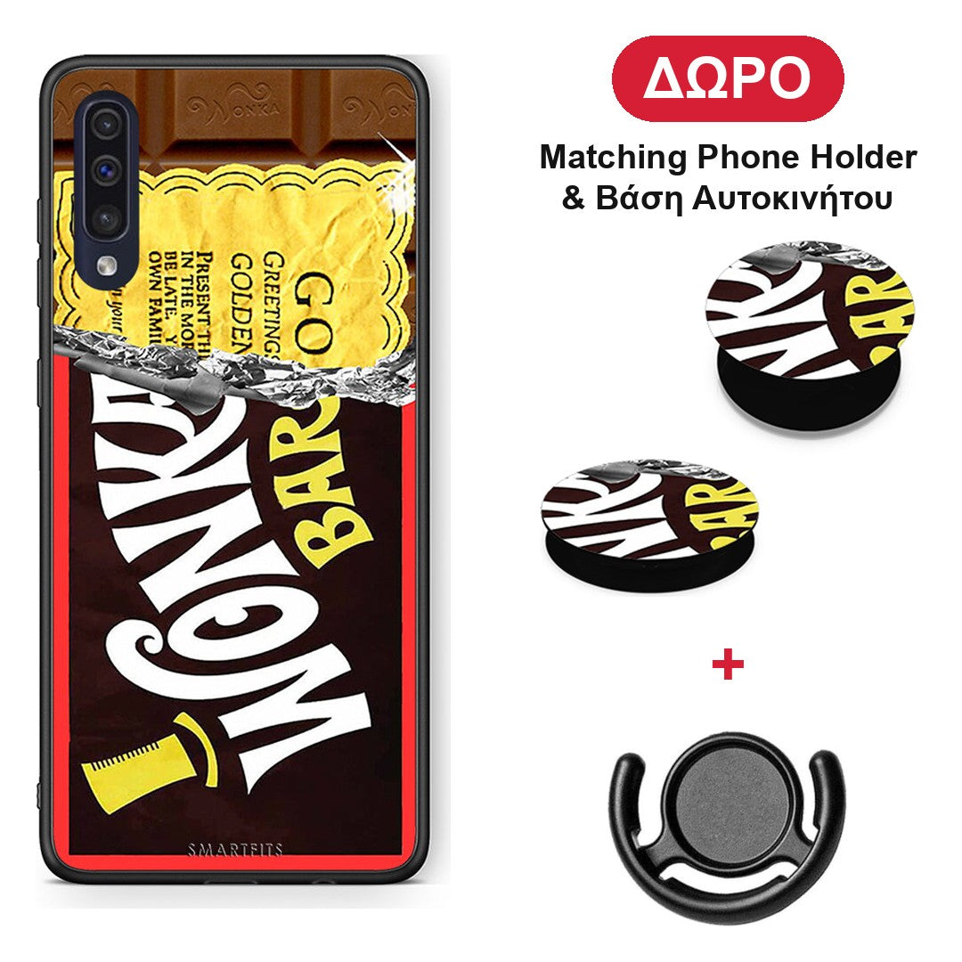 Golden Ticket - Samsung Galaxy A70 θήκη + Δώρο Phone Holder & Βάση Αυτοκινήτου