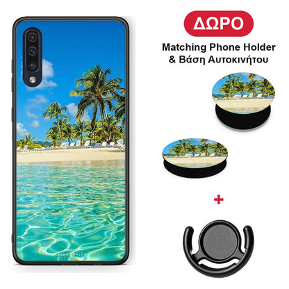 Tropical Vibes - Samsung Galaxy A70 θήκη + Δώρο Phone Holder & Βάση Αυτοκινήτου