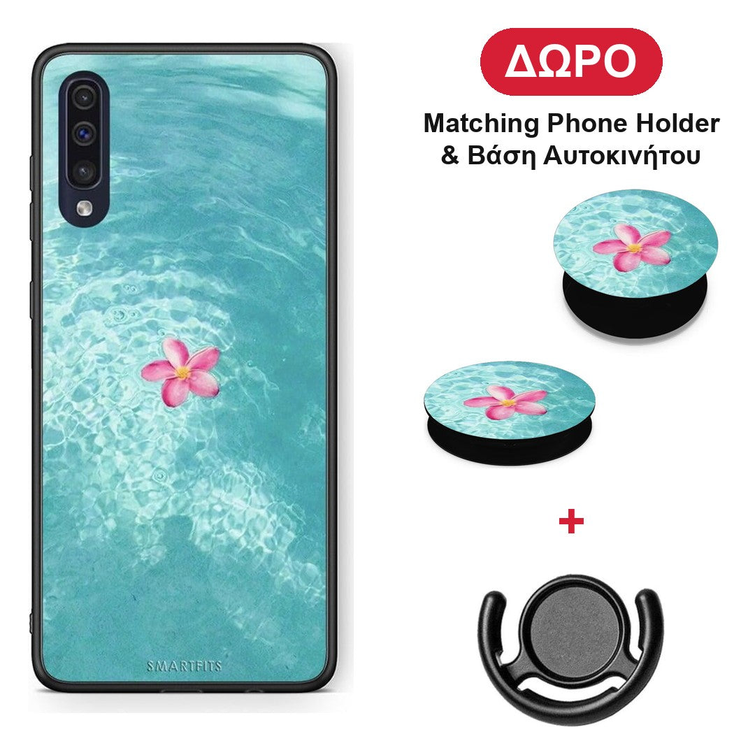 Water Flower - Samsung Galaxy A70 θήκη + Δώρο Phone Holder & Βάση Αυτοκινήτου