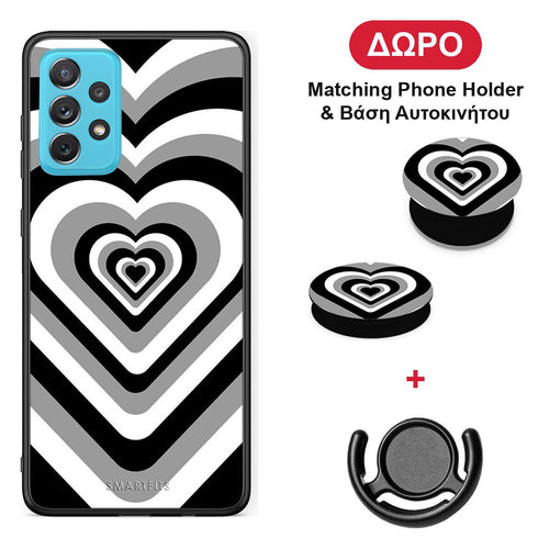Black Hearts - Samsung Galaxy A72 θήκη + Δώρο Phone Holder & Βάση Αυτοκινήτου