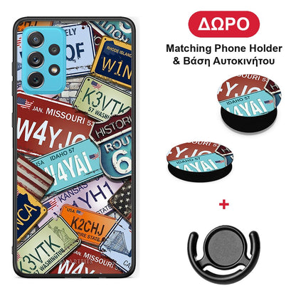 Car Plates - Samsung Galaxy A72 θήκη + Δώρο Phone Holder & Βάση Αυτοκινήτου