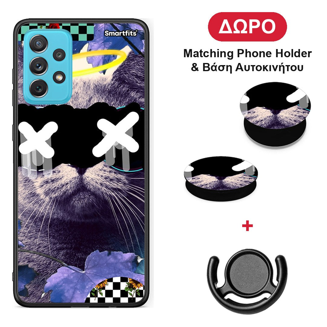 Cat Collage - Samsung Galaxy A72 θήκη + Δώρο Phone Holder & Βάση Αυτοκινήτου
