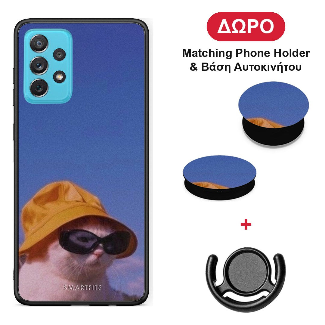 Cat Diva - Samsung Galaxy A72 θήκη + Δώρο Phone Holder & Βάση Αυτοκινήτου