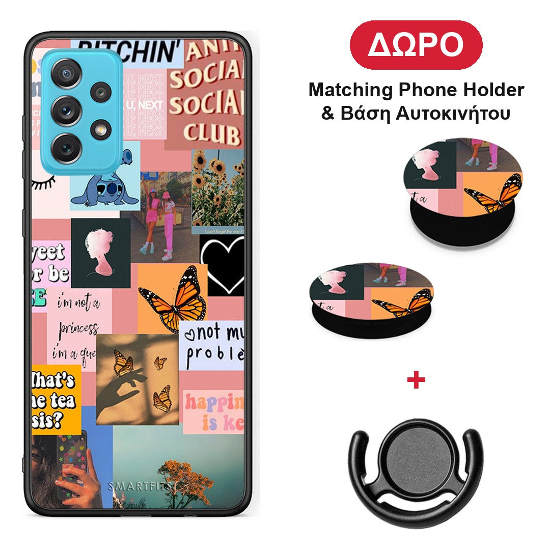 Collage Bitchin - Samsung Galaxy A72 θήκη + Δώρο Phone Holder & Βάση Αυτοκινήτου