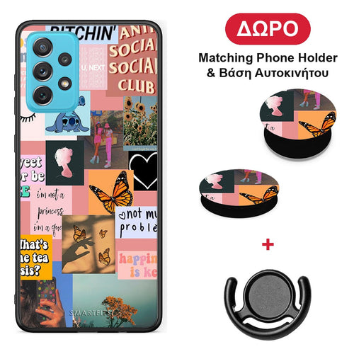 Collage Bitchin - Samsung Galaxy A72 θήκη + Δώρο Phone Holder & Βάση Αυτοκινήτου