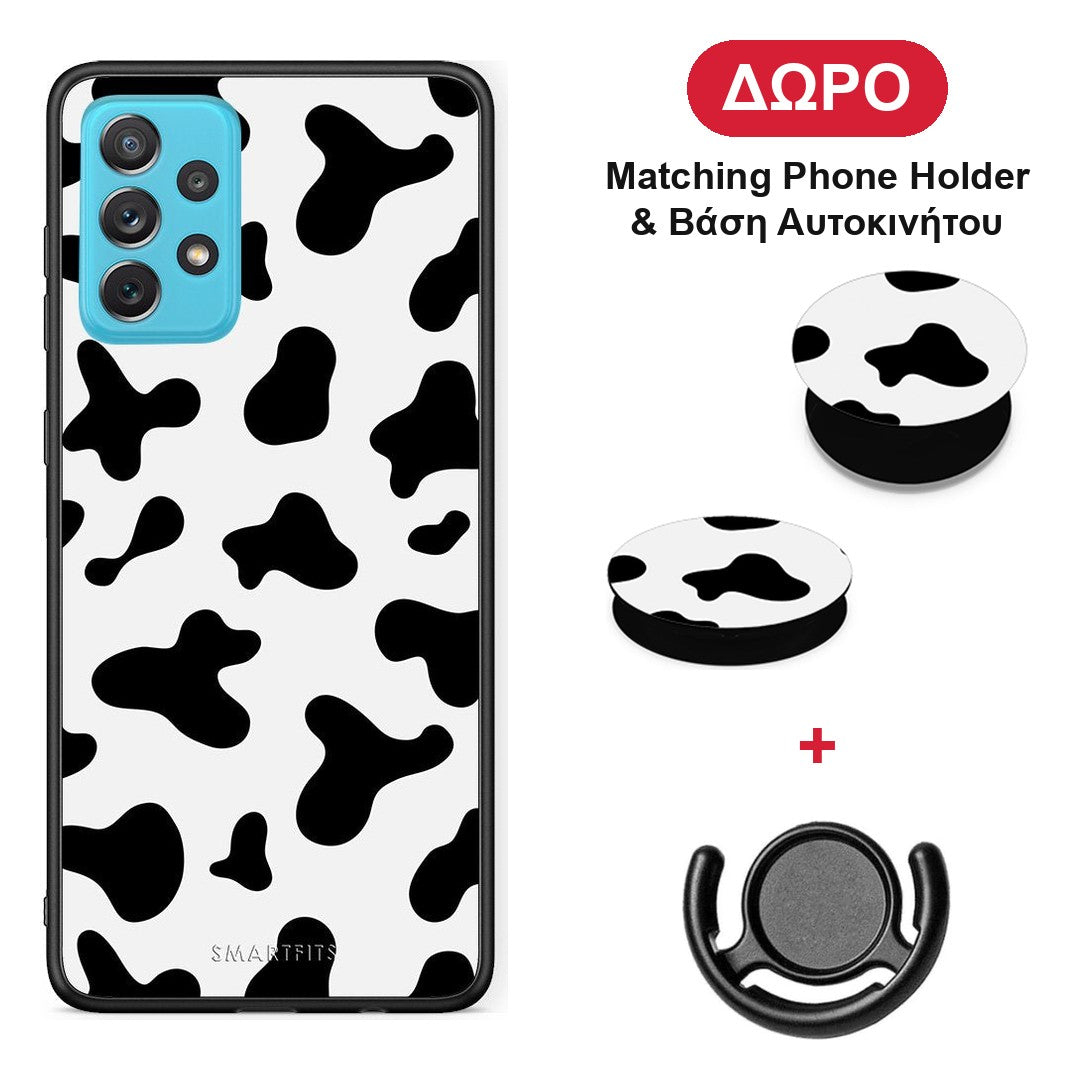 Cow Print - Samsung Galaxy A72 θήκη + Δώρο Phone Holder & Βάση Αυτοκινήτου