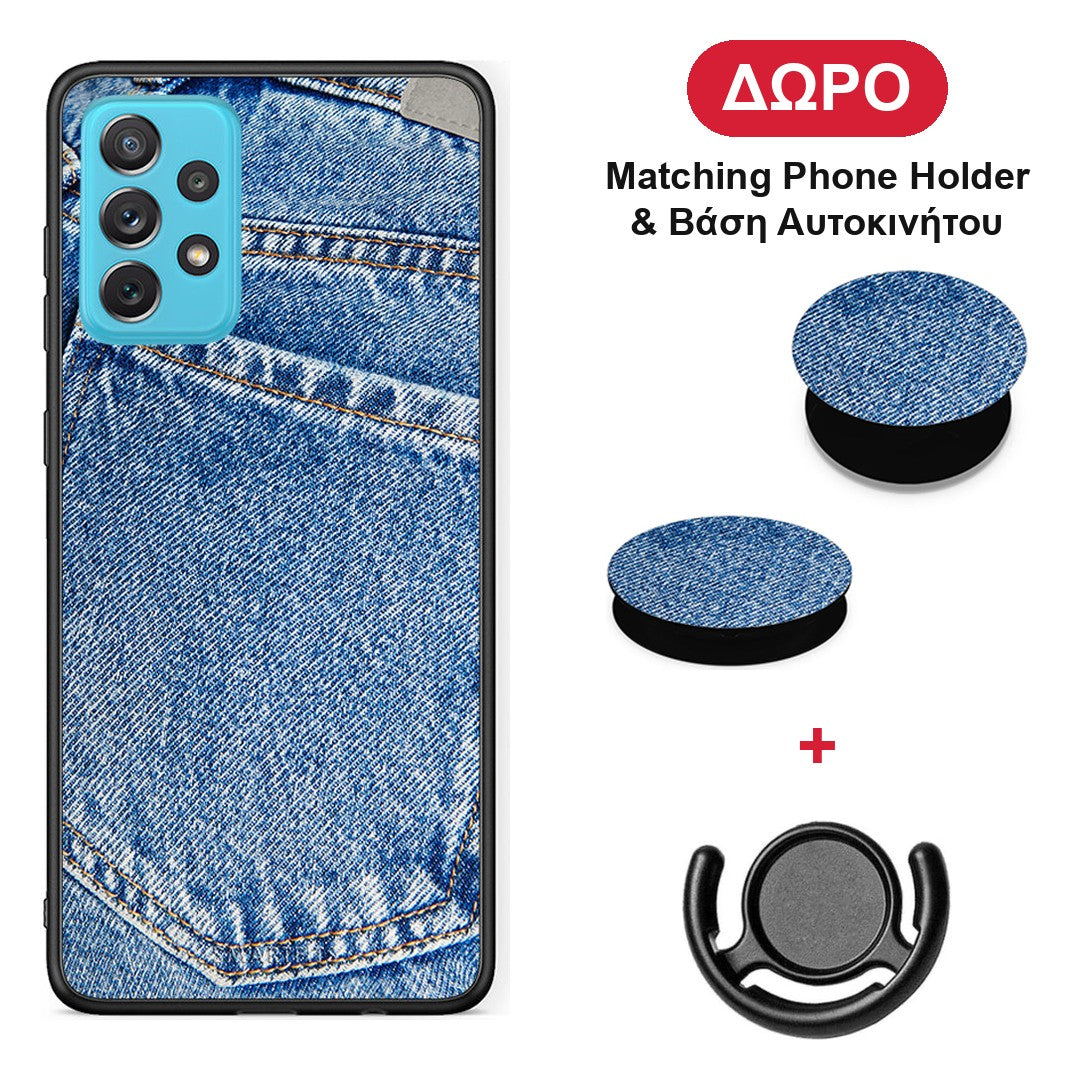 Jeans Pocket - Samsung Galaxy A72 θήκη + Δώρο Phone Holder & Βάση Αυτοκινήτου