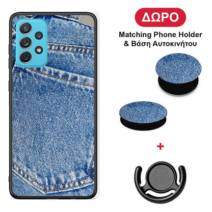 Jeans Pocket - Samsung Galaxy A72 θήκη + Δώρο Phone Holder & Βάση Αυτοκινήτου