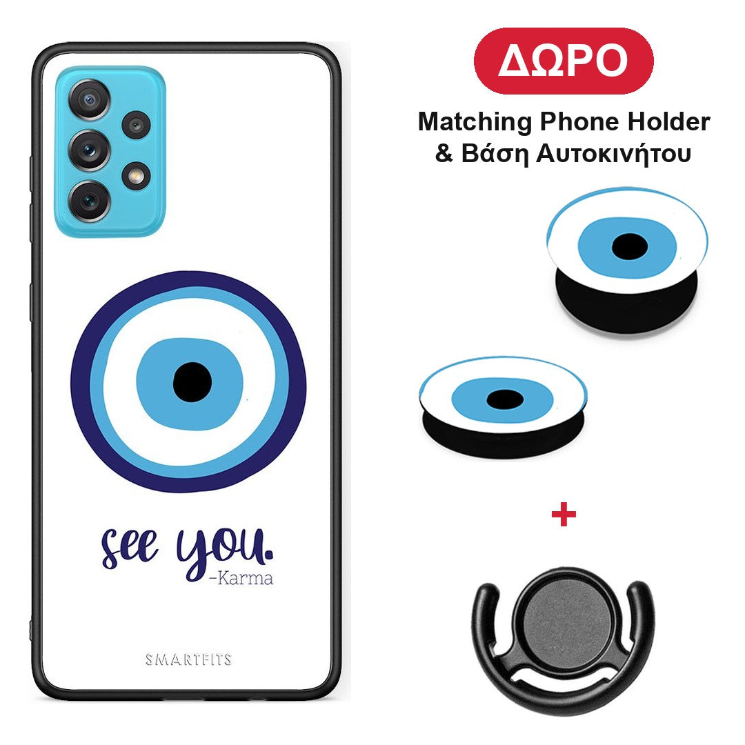 Karma Says - Samsung Galaxy A72 θήκη + Δώρο Phone Holder & Βάση Αυτοκινήτου