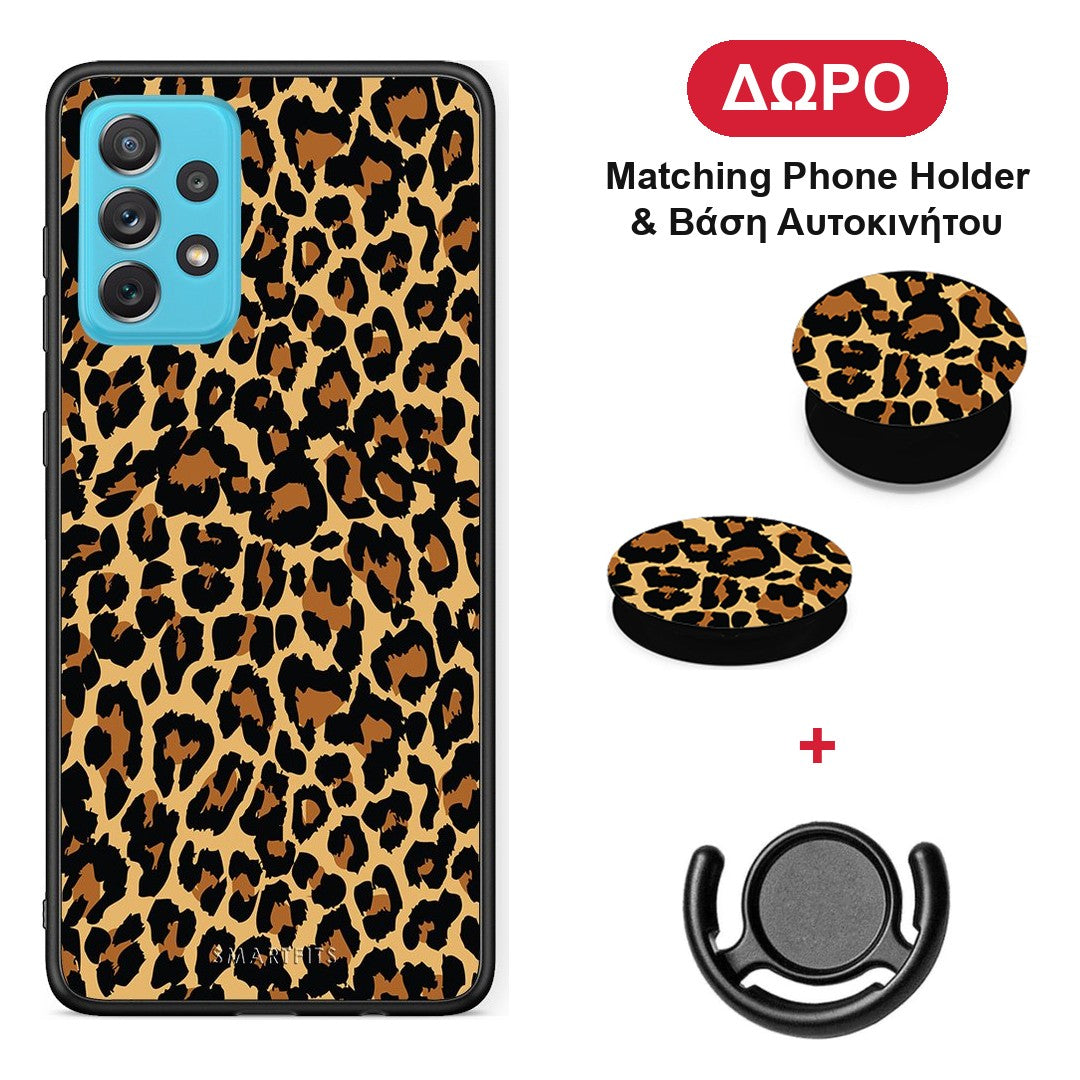 Animal Leopard - Samsung Galaxy A72 θήκη + Δώρο Phone Holder & Βάση Αυτοκινήτου