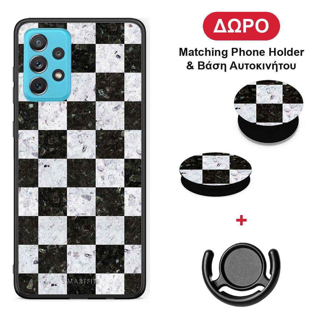 Marble Square Geometric - Samsung Galaxy A72 θήκη + Δώρο Phone Holder & Βάση Αυτοκινήτου