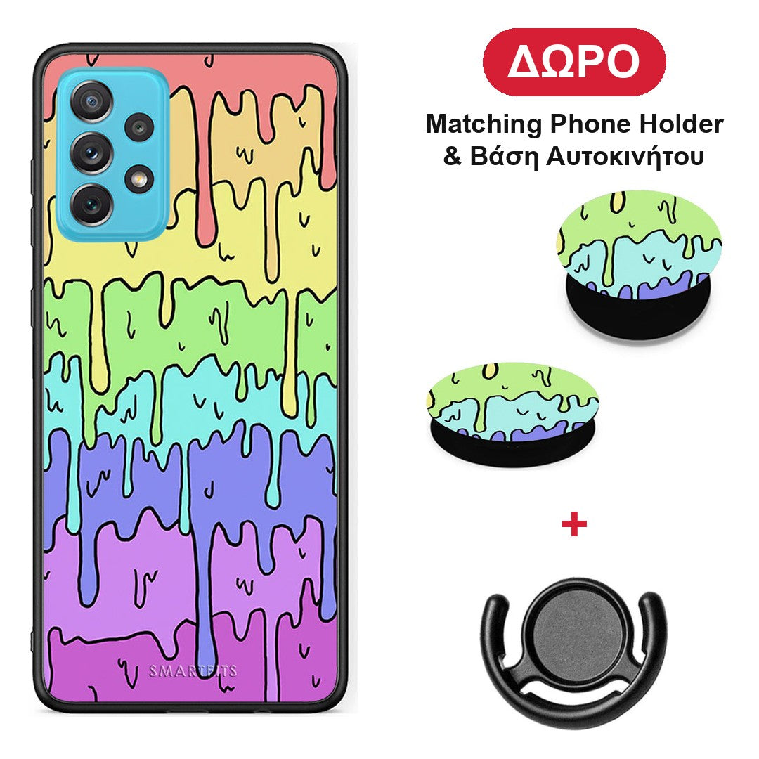 Melting Rainbow - Samsung Galaxy A72 θήκη + Δώρο Phone Holder & Βάση Αυτοκινήτου