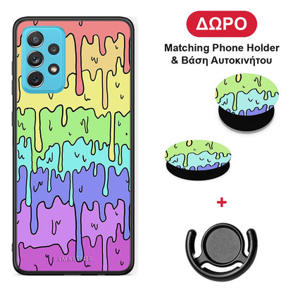 Melting Rainbow - Samsung Galaxy A72 θήκη + Δώρο Phone Holder & Βάση Αυτοκινήτου