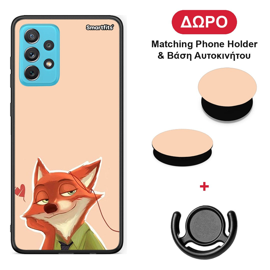 Nick Wilde And Judy Hopps Love 1 - Samsung Galaxy A72 θήκη + Δώρο Phone Holder & Βάση Αυτοκινήτου