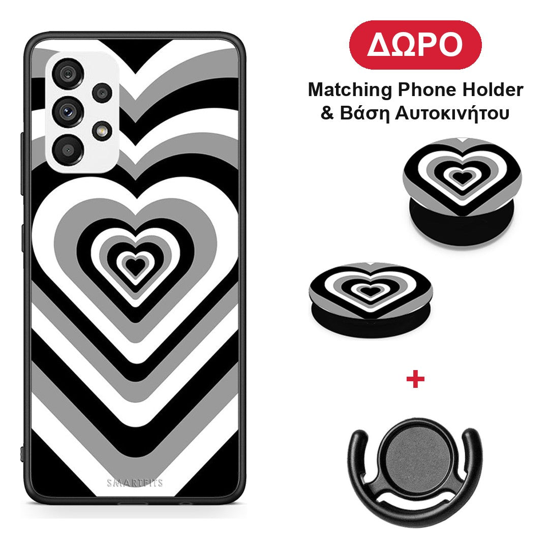 Black Hearts - Samsung Galaxy A73 5G θήκη + Δώρο Phone Holder & Βάση Αυτοκινήτου