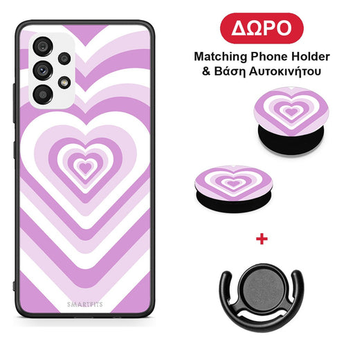 Lilac Hearts - Samsung Galaxy A73 5G θήκη + Δώρο Phone Holder & Βάση Αυτοκινήτου