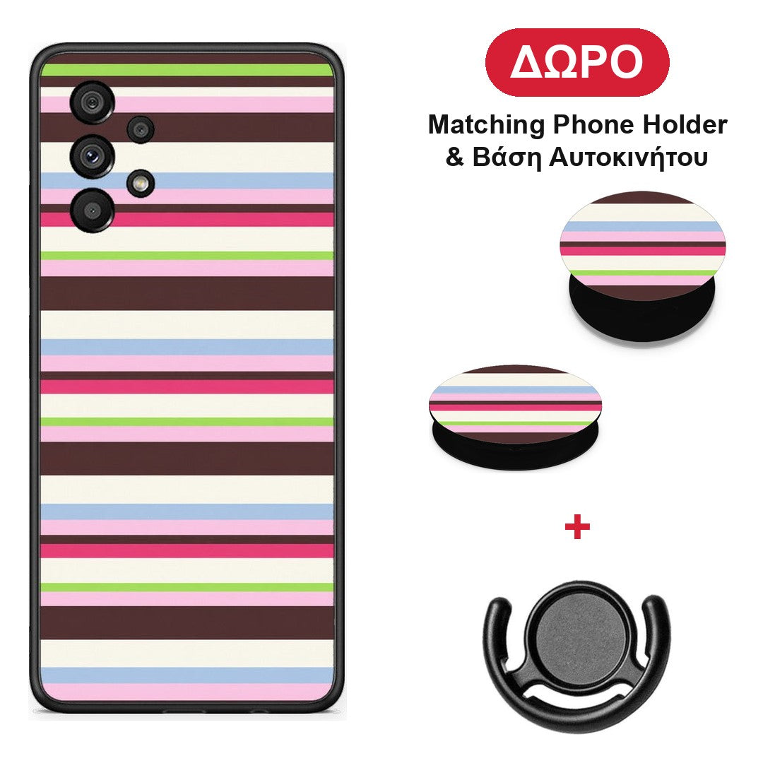 Multicolour Horizontal Stripes - Samsung Galaxy A73 5G θήκη + Δώρο Phone Holder & Βάση Αυτοκινήτου