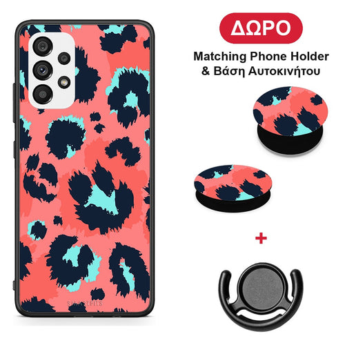 Animal Pink Leopard - Samsung Galaxy A73 5G θήκη + Δώρο Phone Holder & Βάση Αυτοκινήτου